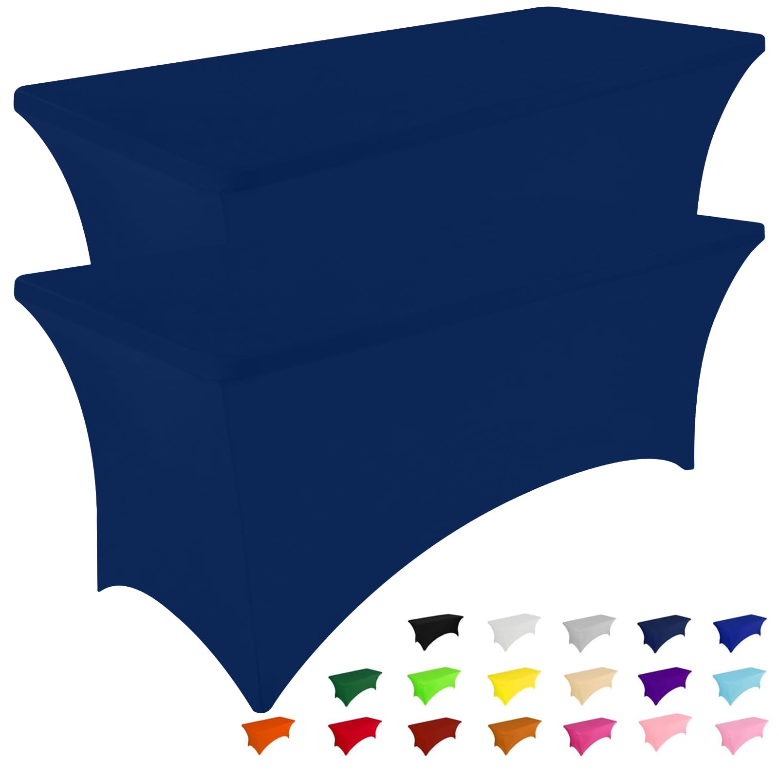 Smiry 2 Pack Spandex Table Cloth 6FT, Elastic Fitted Stretch Tablecloths, Washable and Wrinkle Free Rectangular Patio Table Cover for Outdoor, Wedding, Banquet & Parties (Black, 72Lx30Wx30H Inch)