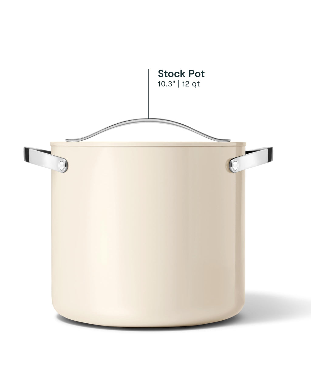Caraway Stock Pot - 12 Qt Ceramic Coated With Lid - Free From Forever Chemicals - Large for Bigger Batches - Cream