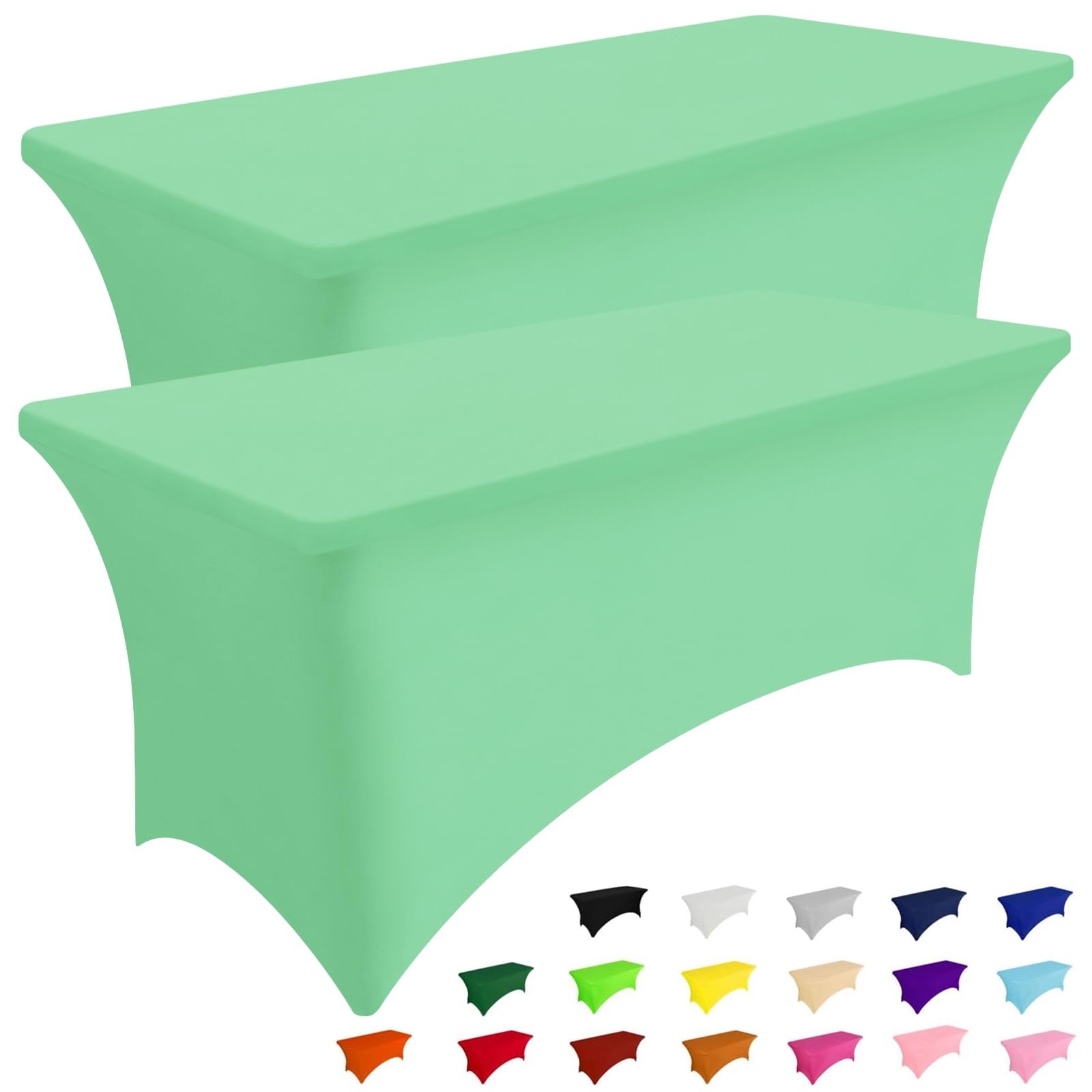 Smiry 2 Pack Spandex Table Cloth 6FT, Elastic Fitted Stretch Tablecloths, Washable and Wrinkle Free Rectangular Patio Table Cover for Outdoor, Wedding, Banquet & Parties (Black, 72Lx30Wx30H Inch)
