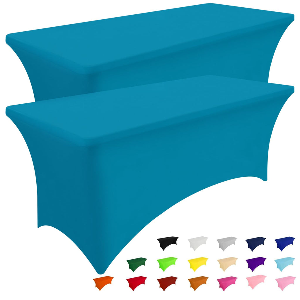 Smiry 2 Pack Spandex Table Cloth 6FT, Elastic Fitted Stretch Tablecloths, Washable and Wrinkle Free Rectangular Patio Table Cover for Outdoor, Wedding, Banquet & Parties (Black, 72Lx30Wx30H Inch)