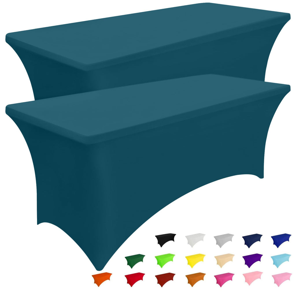 Smiry 2 Pack Spandex Table Cloth 6FT, Elastic Fitted Stretch Tablecloths, Washable and Wrinkle Free Rectangular Patio Table Cover for Outdoor, Wedding, Banquet & Parties (Black, 72Lx30Wx30H Inch)