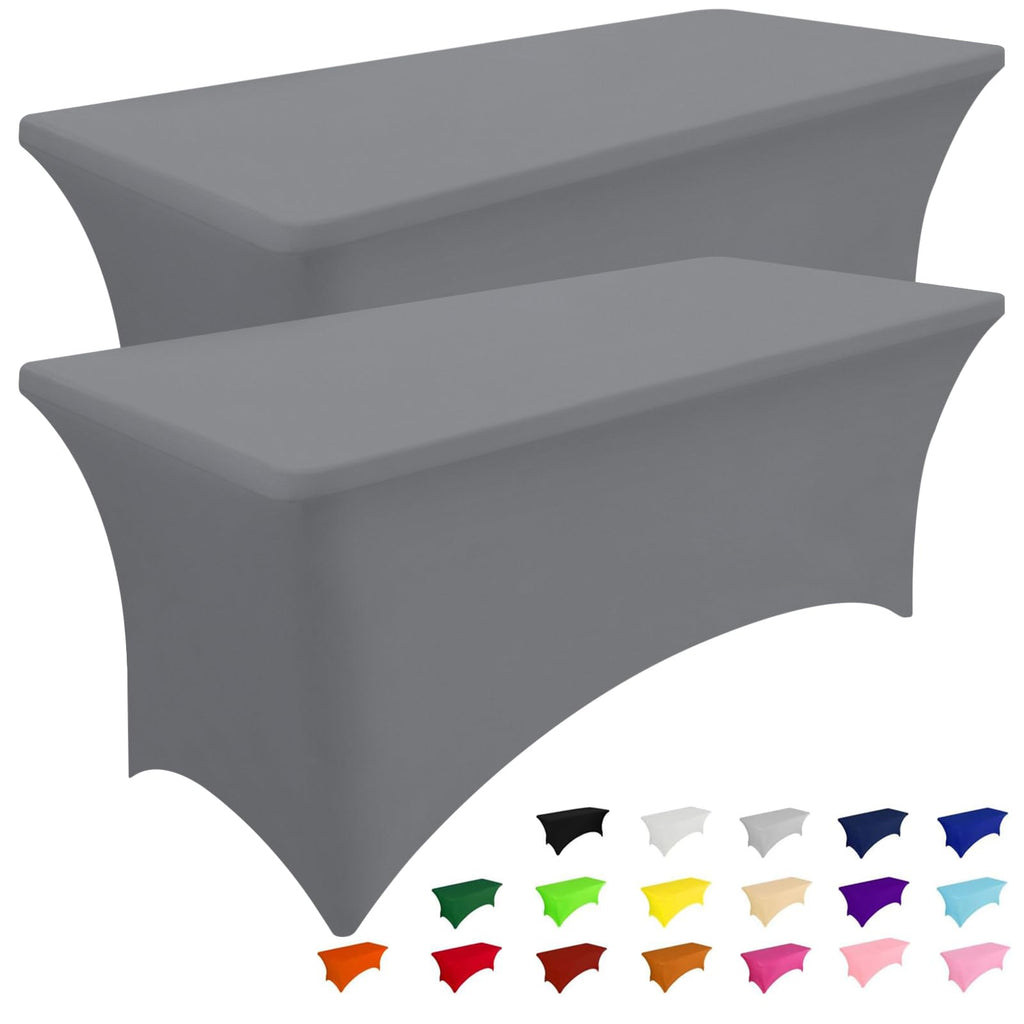 Smiry 2 Pack Spandex Table Cloth 6FT, Elastic Fitted Stretch Tablecloths, Washable and Wrinkle Free Rectangular Patio Table Cover for Outdoor, Wedding, Banquet & Parties (Black, 72Lx30Wx30H Inch)