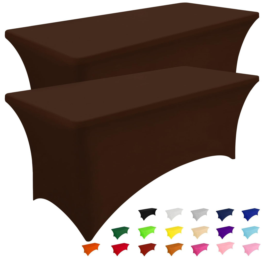 Smiry 2 Pack Spandex Table Cloth 6FT, Elastic Fitted Stretch Tablecloths, Washable and Wrinkle Free Rectangular Patio Table Cover for Outdoor, Wedding, Banquet & Parties (Black, 72Lx30Wx30H Inch)