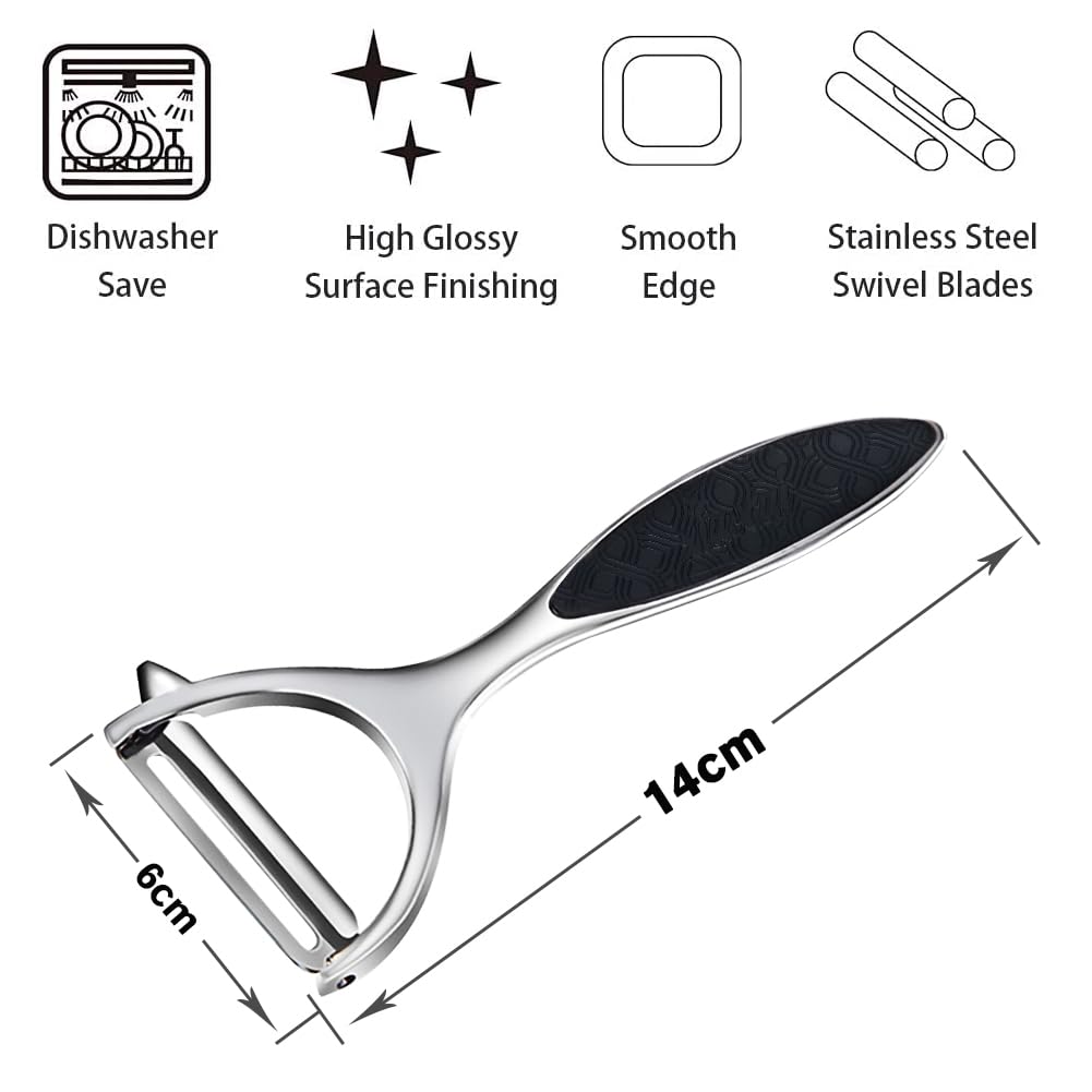 Vegetable Peeler, Potato Peelers for Kitchen Stainless Steel Multi-function Set Fruit Peeler For Kitchen and Household Tools Y & I Shape Swivel Blades for Fruit Vegetables(Black)