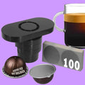 Reusable Vertuo Pods Tool Kit + 100 PCS Aluminum Foil Stickers for Refilling Nespresso Vertuo Pods 60mm in Diameter (Matte Black 2024 Deluxe Version, Tool Kit + 100 PCS Foil Stickers 60mm in Dia.)