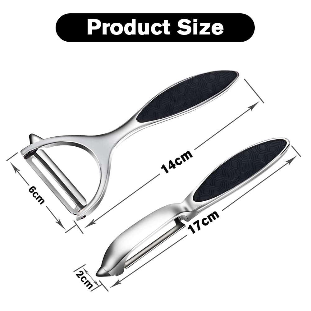 Vegetable Peeler, Potato Peelers for Kitchen Stainless Steel Multi-function Set Fruit Peeler For Kitchen and Household Tools Y & I Shape Swivel Blades for Fruit Vegetables(Black)