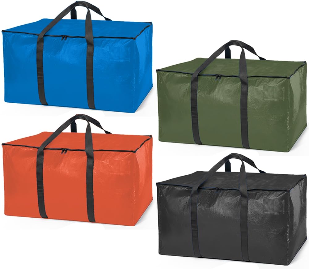 ClearSpace Heavy Duty Moving Bags or Storage Bags – Storage Bins with Lids, Large Moving Boxes with Backpack Straps & Zippers,– Packing Box & Moving Supplies for College Dorm, 6 Pack