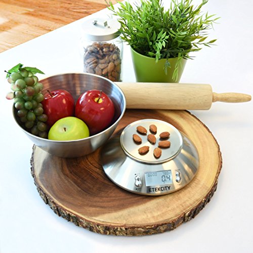 Etekcity 0.1g Food Kitchen Scale, Bowl, Digital Grams and Ounces for Weight Loss, Dieting, Baking, Cooking, and Meal Prep, 11lb/5kg, Stainless Steel Silver