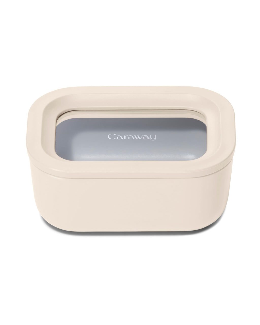 Caraway Glass Food Storage - 6.6 Cup Glass Container - Ceramic Coated Food Container - Non Stick Lunch Box Container with Lids - Dishwasher, Oven, & Microwave Safe - Cream