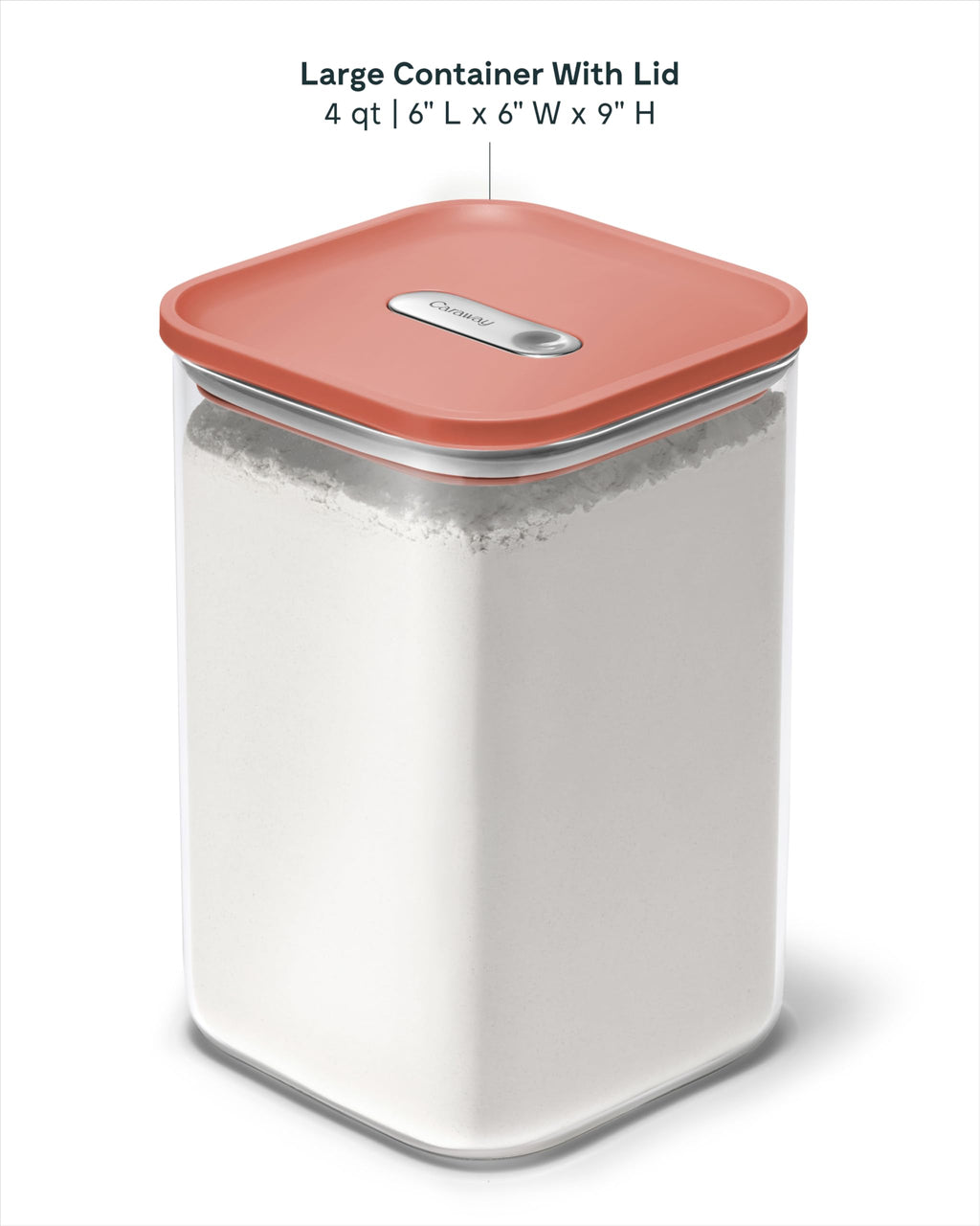 Caraway 4qt Glass Airtight Food Storage Container with Lid – Non-Toxic, BPA-Free Kitchen Storage Container – Stackable, Space-Saving Airtight Container for Dry Goods and More - Cream