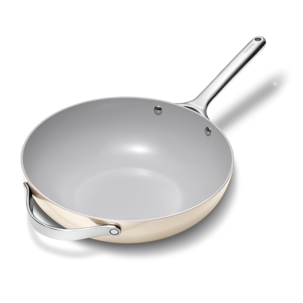 Caraway Non-Stick Stir Fry Pan - 12” Wok-Inspired Pan - Free From Forever Chemicals - High-Sloped Walls - Stainless Steel Handles - Navy