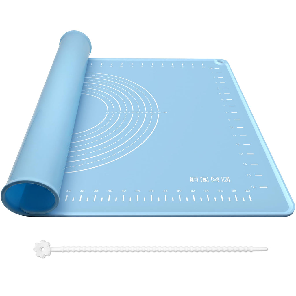 Silicone Baking Mat 28x20 Inches | Extra Thick Dough Rolling Mat with Measurements and Edge Heightening | Non-Stick Food Grade Pastry Mat for Pastry, Bread, Cookies, Pizza, Fondant & Pasta