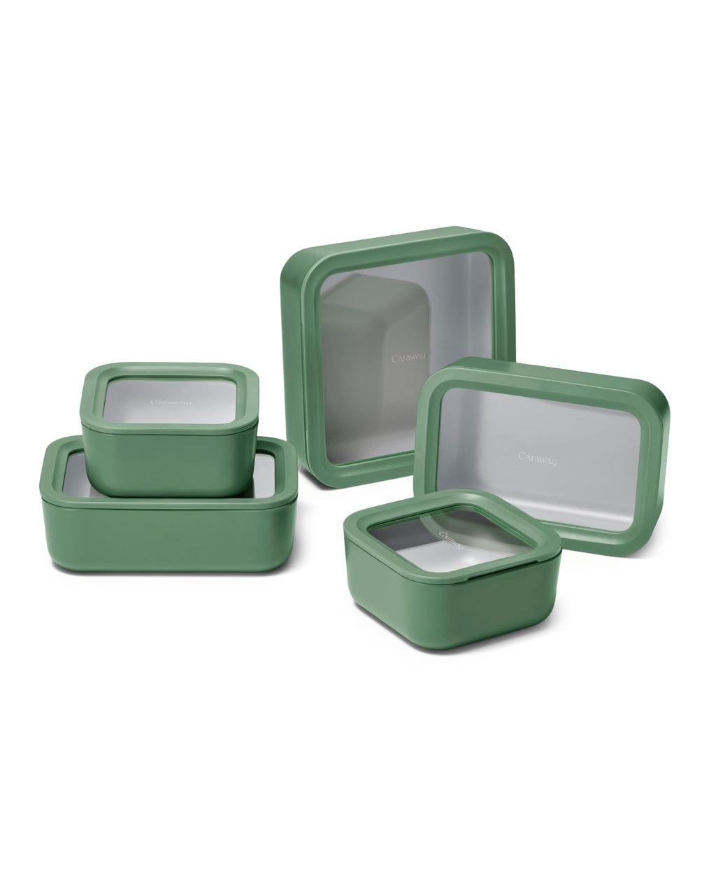 Caraway 13pc Glass Food Storage Container Set - Easy to Store, Non Toxic Lunch Box - with Glass Lids - Includes Storage Organizer - Cream