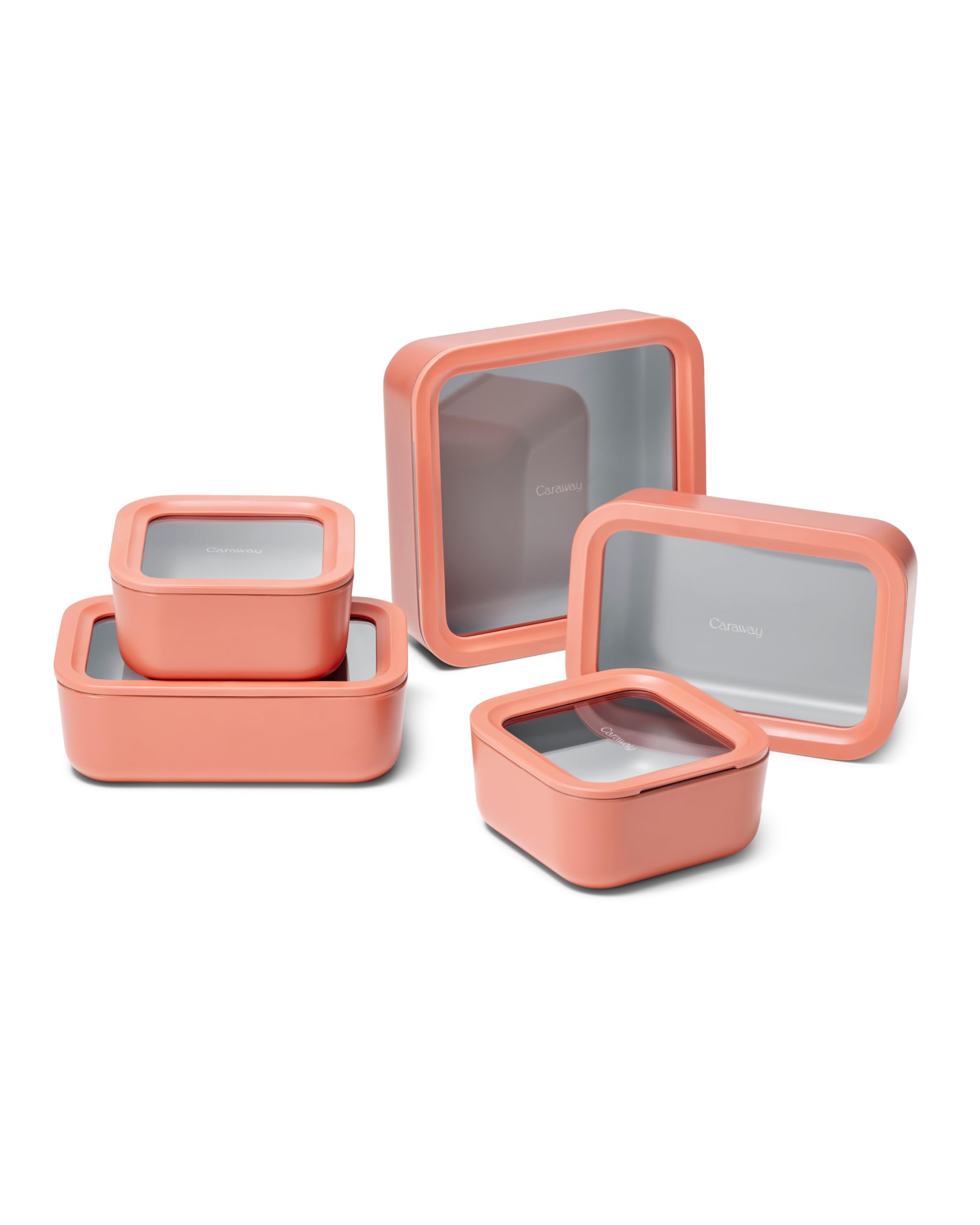 Caraway 13pc Glass Food Storage Container Set - Easy to Store, Non Toxic Lunch Box - with Glass Lids - Includes Storage Organizer - Cream