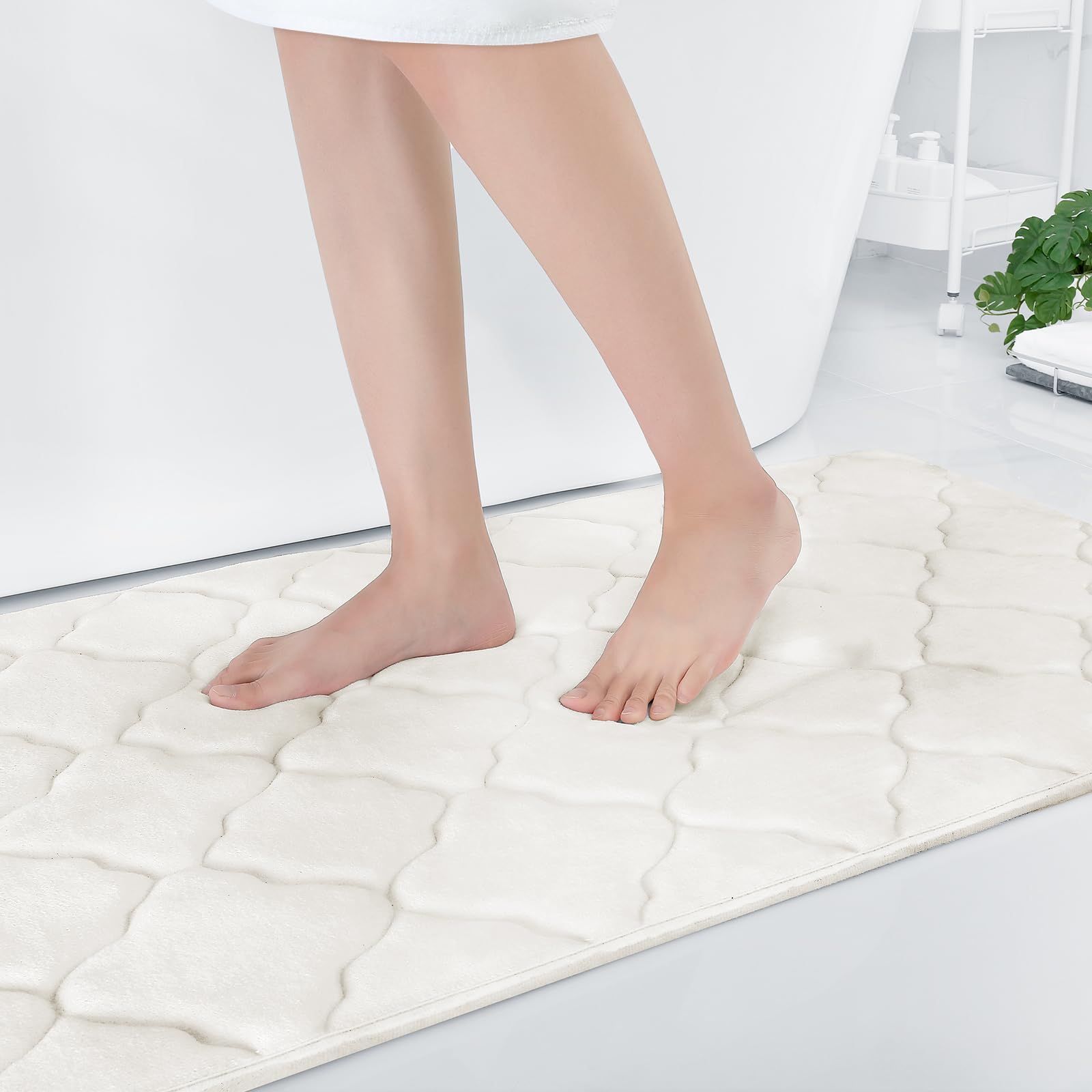 OLANLY Memory Foam Bath Mat Rug 24x16, Ultra Soft and Absorbent Bathroom Rugs, Non-Slip, Comfortable, Machine Washable Bath Carpet for Bathroom Floor, Tub, Shower and Home Decor Accessories, Black