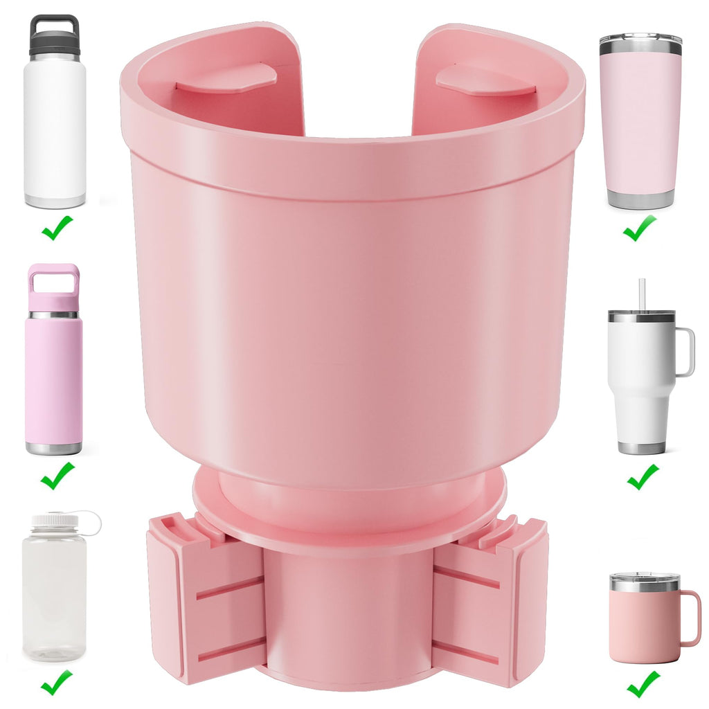 Upgraded Car Cup Holder Expander Adapter with Offset Adjustable Base, Compatible with Yeti 14/24/36/46oz Ramblers, Hydro Flasks 32/40oz, Other Large Bottles Mugs in 3.5"-4.0", 1 Pack