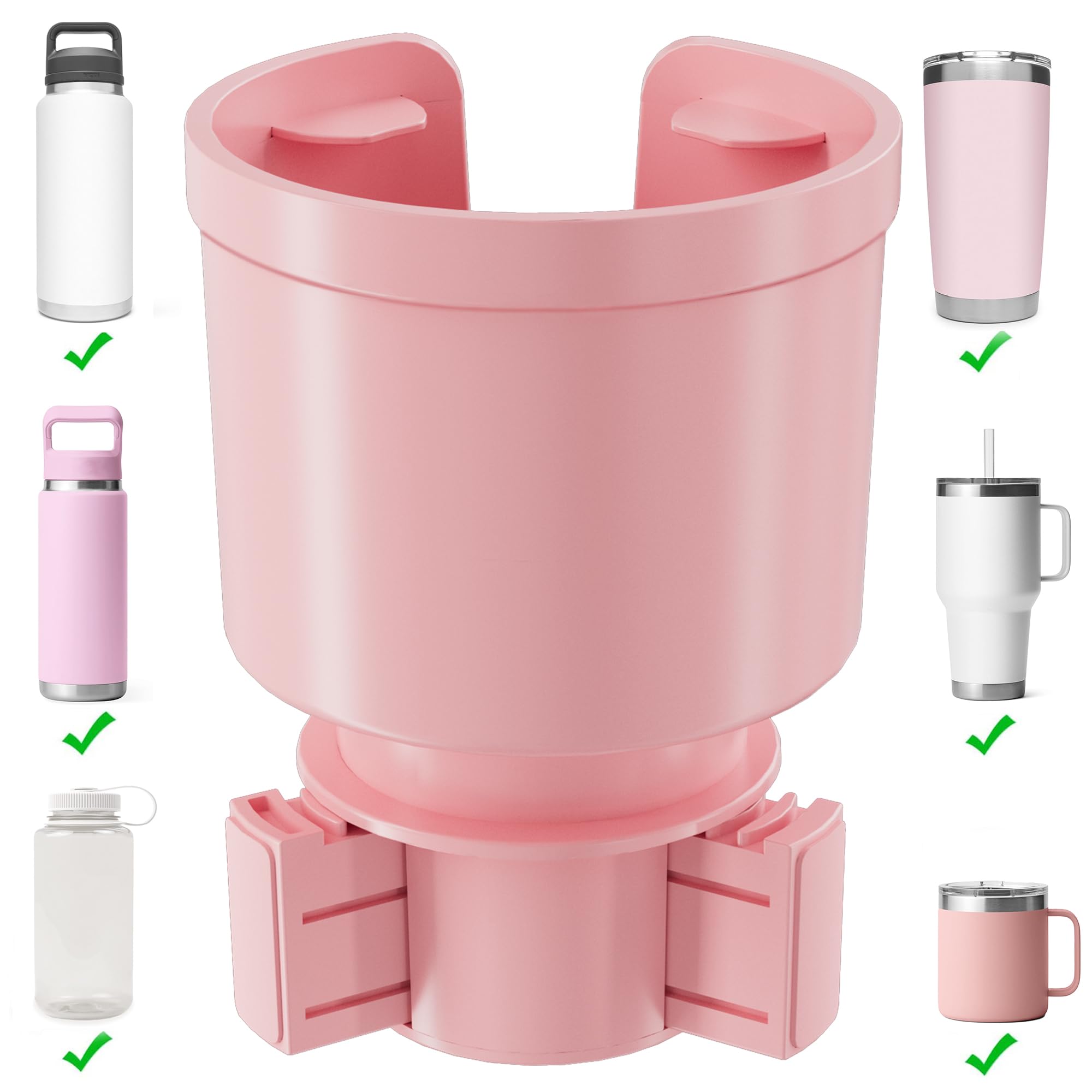 Upgraded Car Cup Holder Expander Adapter with Offset Adjustable Base, Compatible with Yeti 14/24/36/46oz Ramblers, Hydro Flasks 32/40oz, Other Large Bottles Mugs in 3.5"-4.0", 1 Pack
