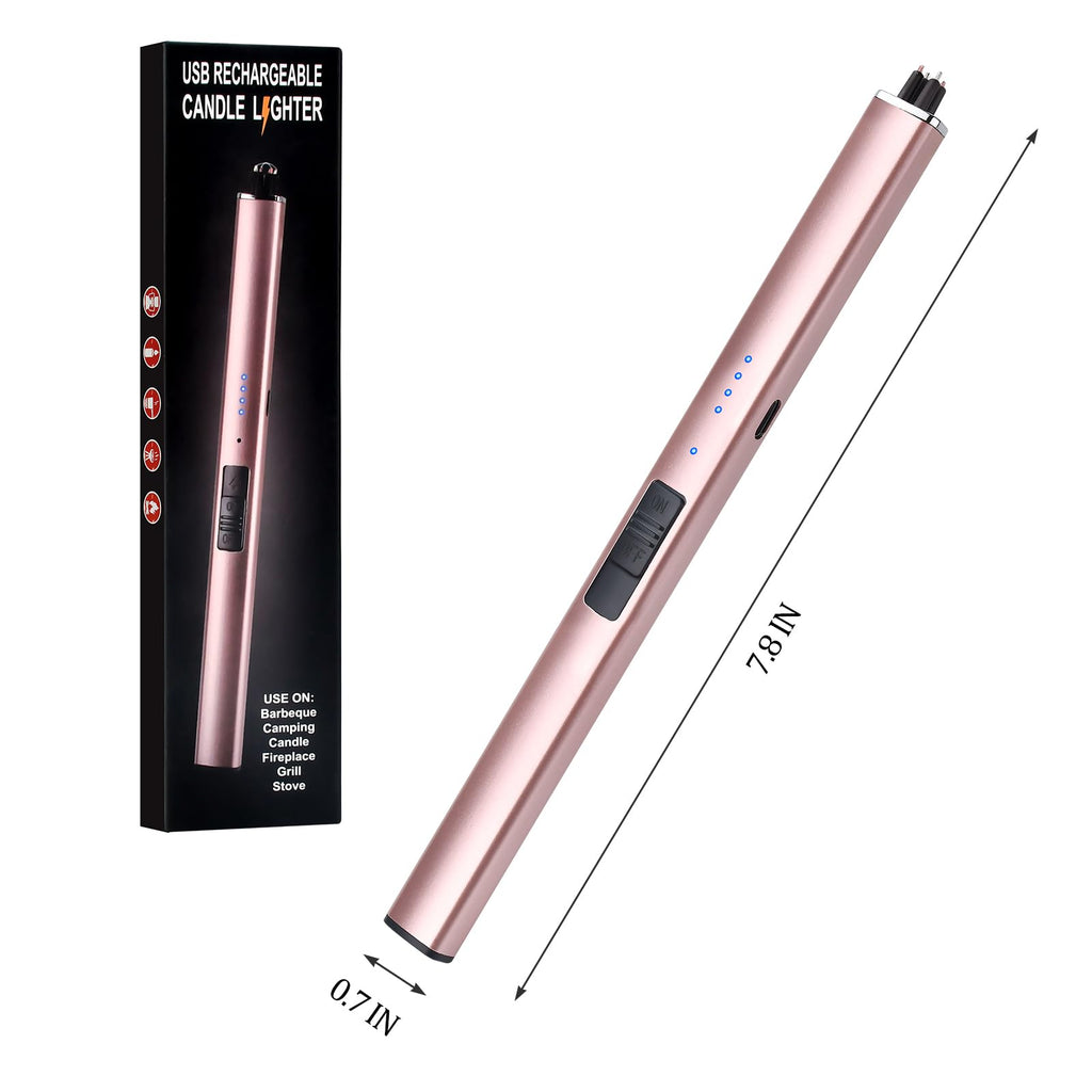 Electric Candle Lighter Rechargeable USB: Mothers Day Birthday Gifts for Mom Women Her Windproof Flameless Dual Arc Camping Kitchen Lighters for Candle Safety Lock Christmas Stocking Stuffers