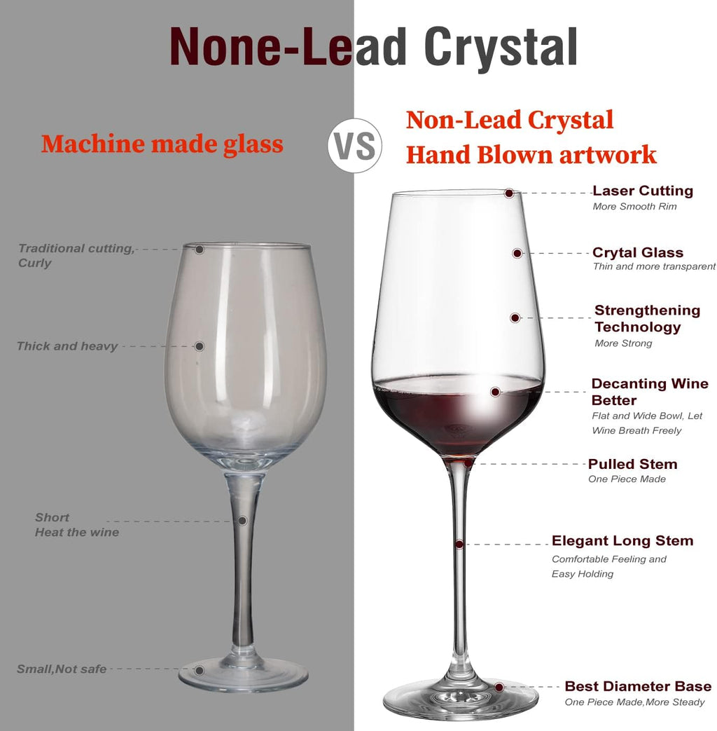 8 pack Glass Food Storage Containers with Simply Lid,Wine Glasses Set of 6, Crystal Glass with Stem for Drinking