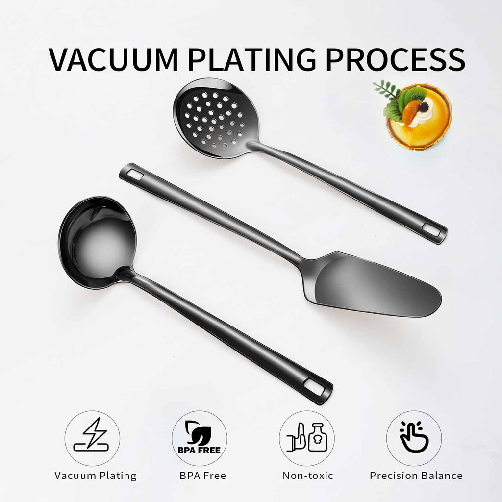 Lazycorner Cooking Utensil Set 11 Pcs Stainless Steel Kitchen Utensils Set Wok Utensils Kitchen Tool Set Spatula Set Heat Resistant Metal Kitchen Tools Ergonomic HandleEasy to Clean Dishwasher Safe