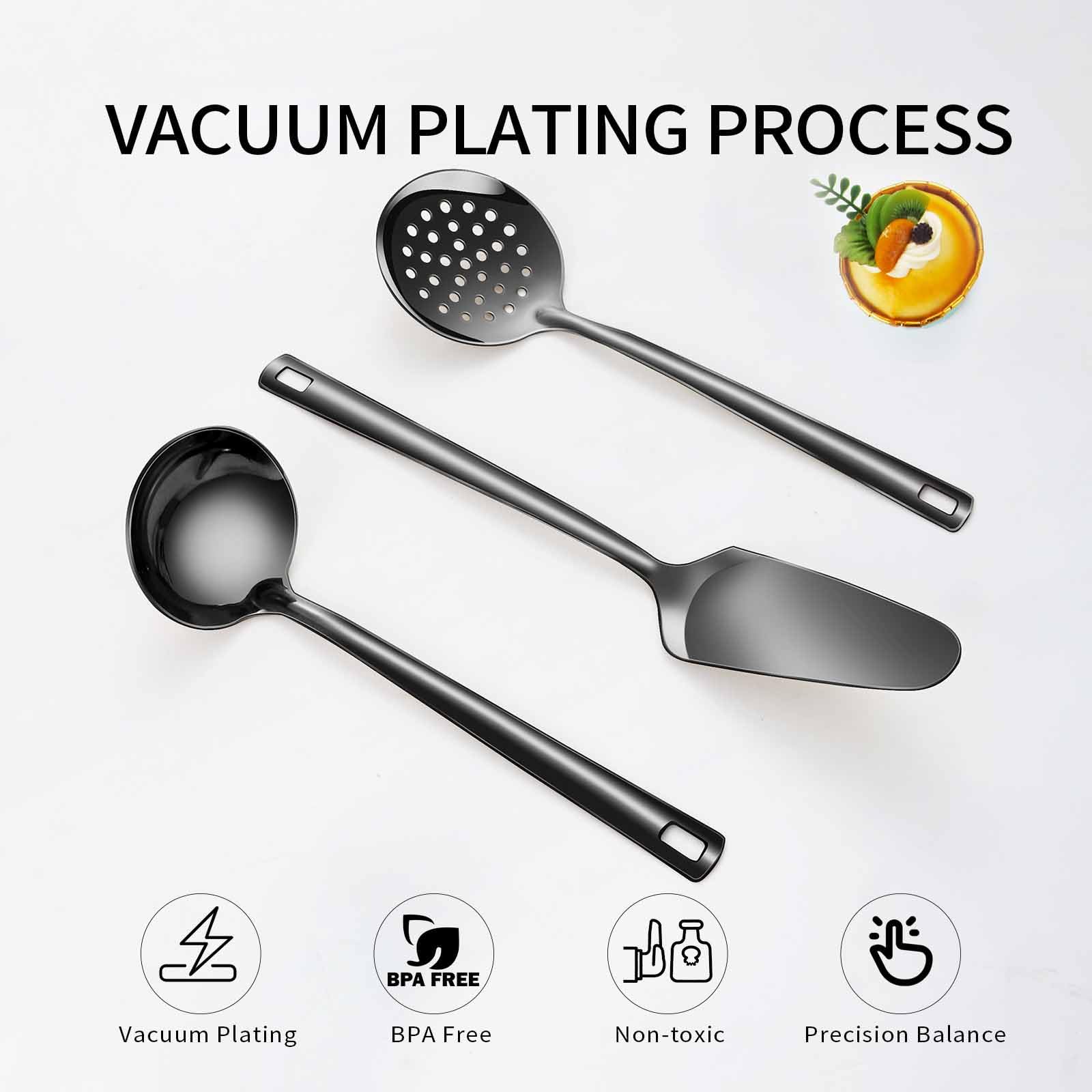 Lazycorner Cooking Utensil Set 11 Pcs Stainless Steel Kitchen Utensils Set Wok Utensils Kitchen Tool Set Spatula Set Heat Resistant Metal Kitchen Tools Ergonomic HandleEasy to Clean Dishwasher Safe