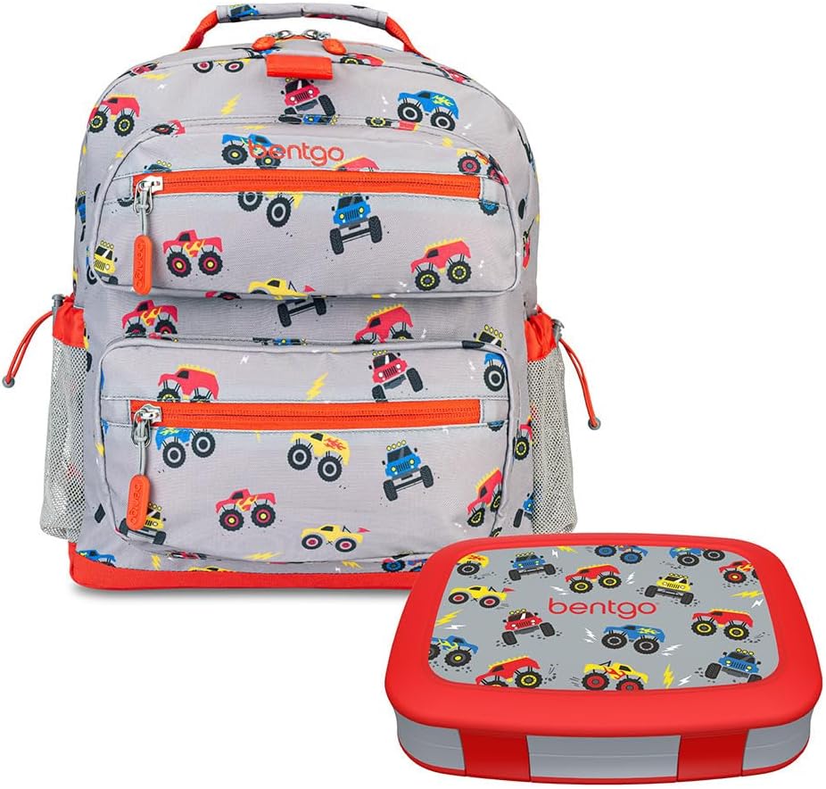 Bentgo® Kids 14” Backpack Set With Kids Prints Lunch Box (Trucks)