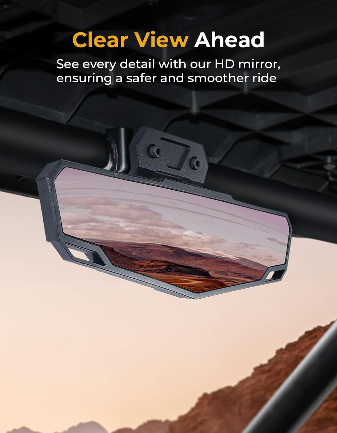 KEMIMOTO Center Rear View Mirror High-Definition Race Convex Mirror Compatible with Polaris RZR PRO XP / 4, Turbo R /4 2020 2021 2022 2023 2024 2025 2026, 2024+ RZR XP 1000# 2883763