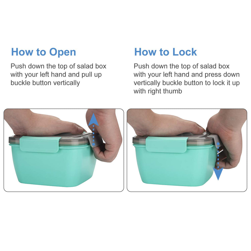 Freshmage Salad Lunch Container To Go, 52-oz Salad Bowls with 3 Compartments, Salad Dressings Container for Salad Toppings, Snacks, Men, Women (Blue)