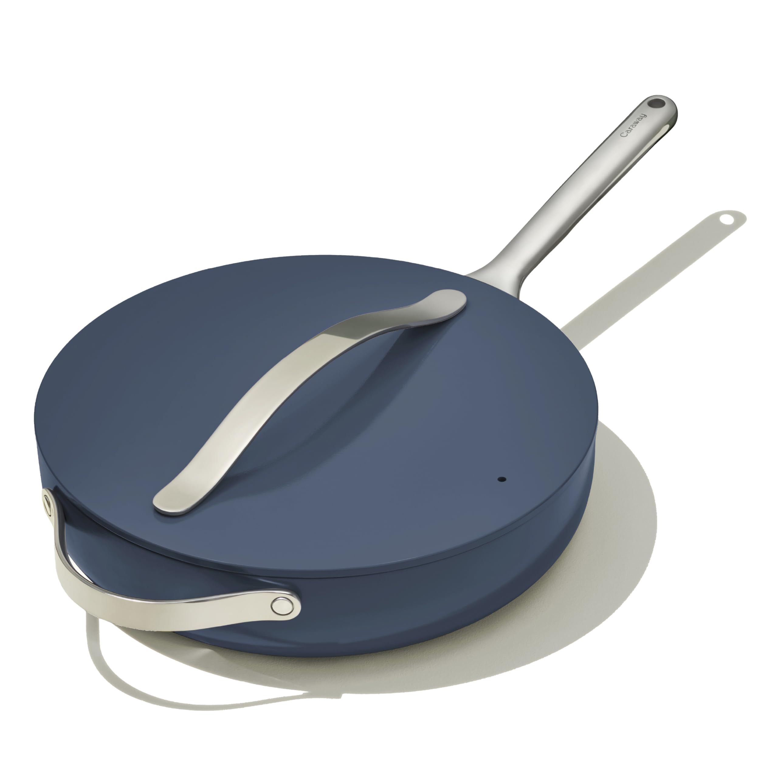 Caraway Nonstick Ceramic Sauté Pan with Lid (4.5 qt, 11.8") - Non Toxic, PTFE & PFOA Free - Oven Safe & Compatible with All Stovetops (Gas, Electric & Induction) - Cream