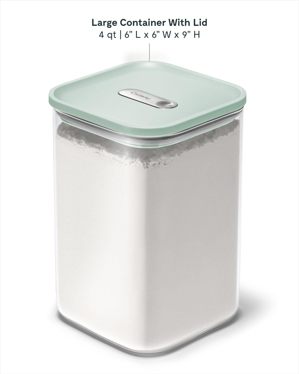 Caraway 4qt Glass Airtight Food Storage Container with Lid – Non-Toxic, BPA-Free Kitchen Storage Container – Stackable, Space-Saving Airtight Container for Dry Goods and More - Cream