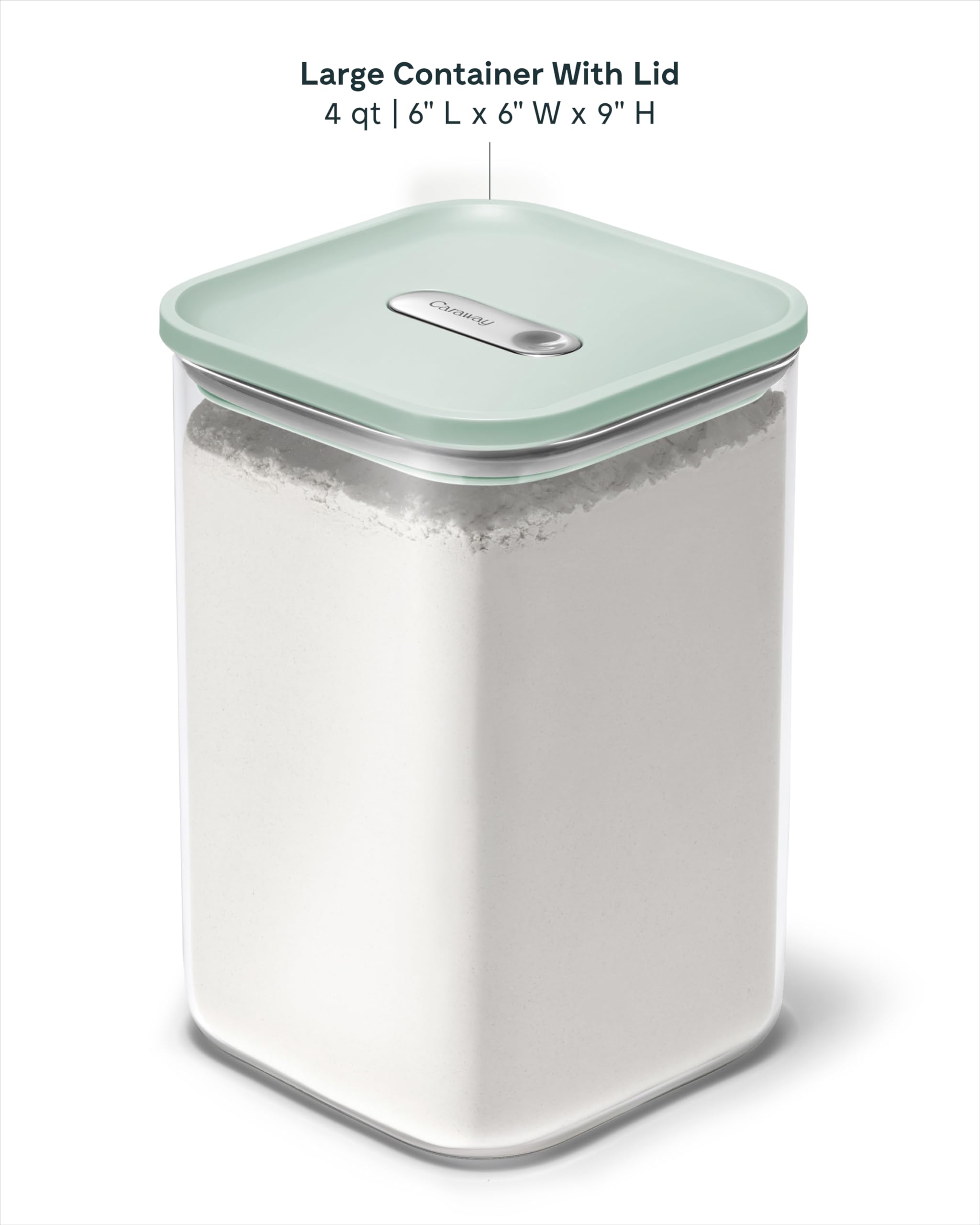 Caraway 4qt Glass Airtight Food Storage Container with Lid – Non-Toxic, BPA-Free Kitchen Storage Container – Stackable, Space-Saving Airtight Container for Dry Goods and More - Cream
