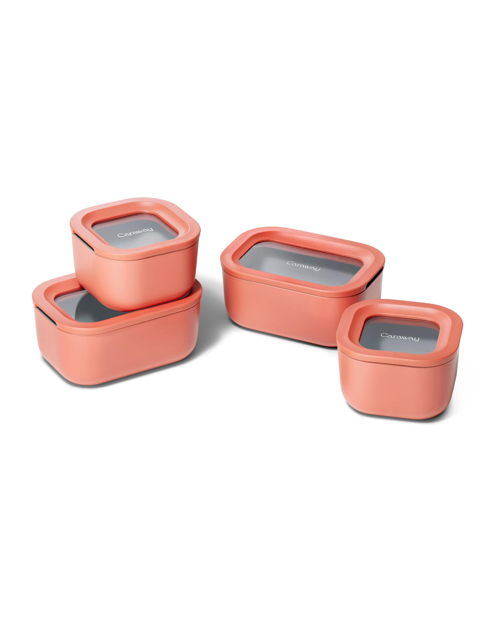 Caraway 13pc Glass Food Storage Container Set - Easy to Store, Non Toxic Lunch Box - with Glass Lids - Includes Storage Organizer - Cream