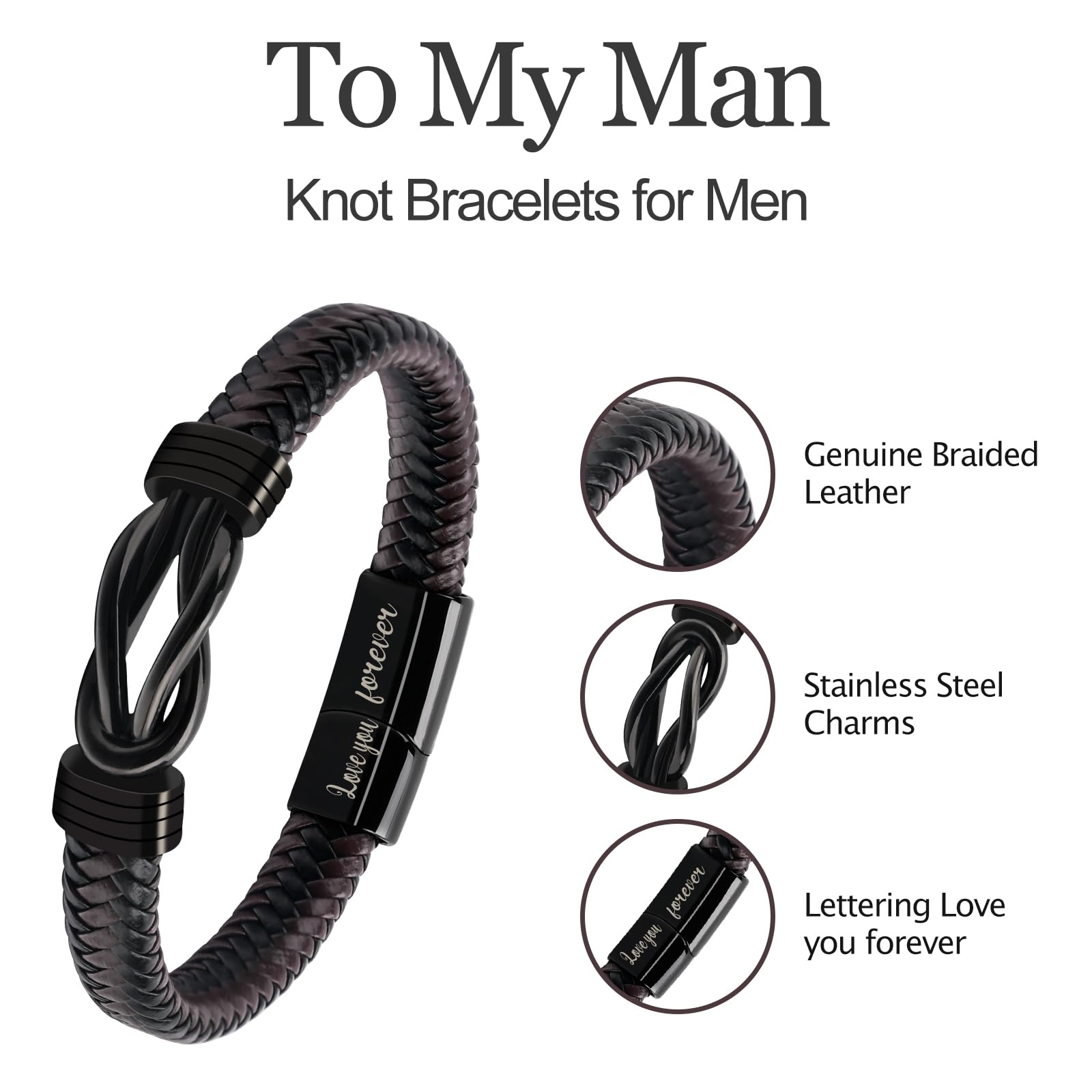 Bracelets Gifts for Men: Valentines Day Gifts for Him Leather Couples Bracelets Anniversary Romantic Gifts for Boyfriend Husband from Wife Valentine's Birthday Christmas
