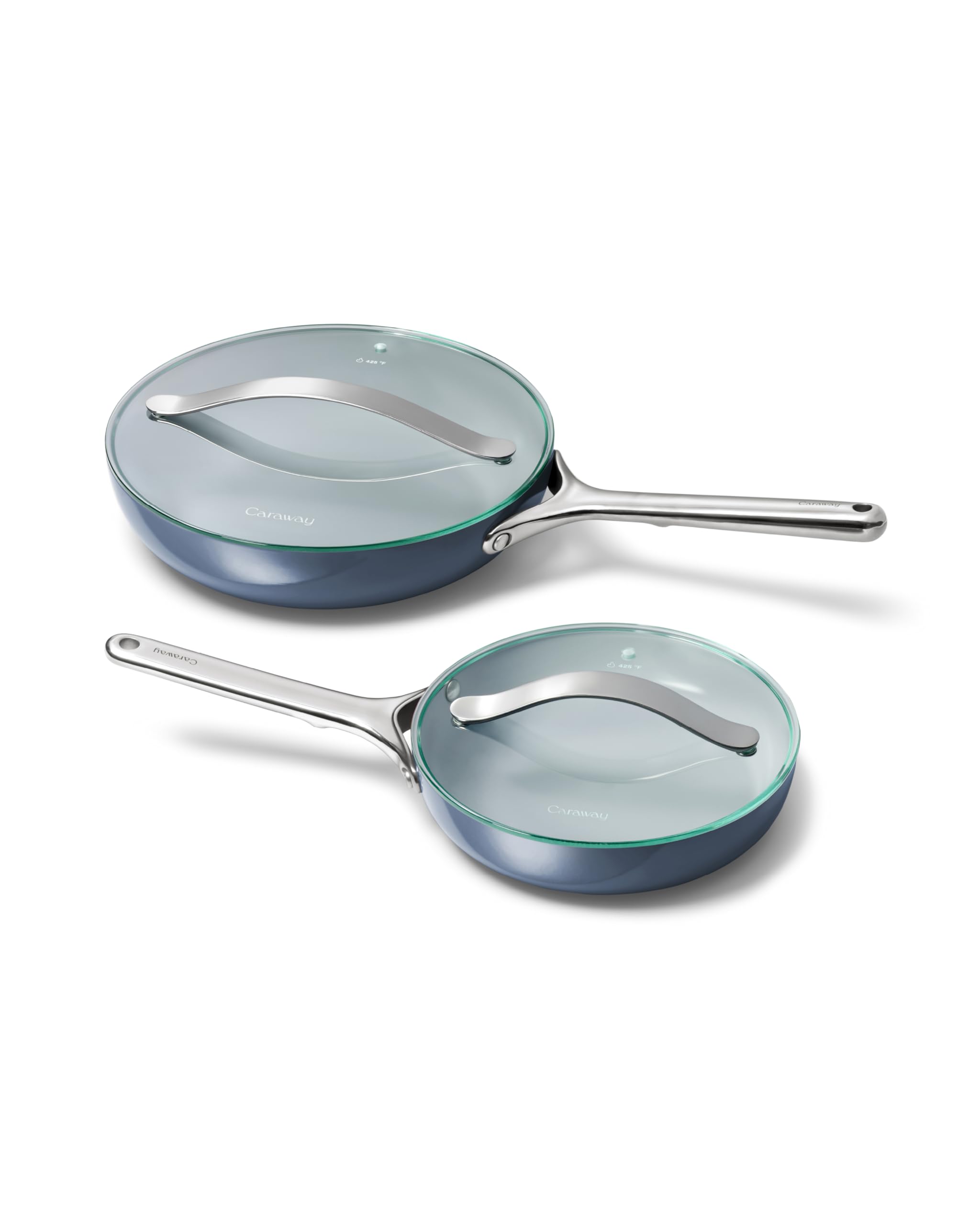Caraway Nonstick Ceramic Frying Pan With Glass Lid (2.7 qt, 10.5") - Non Toxic, PTFE & PFOA Free - Oven Safe & Compatible with All Stovetops (Gas, Electric & Induction) - Cream