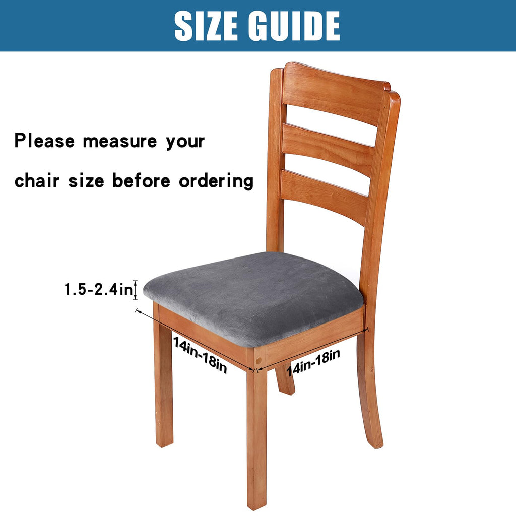 Smiry Velvet Seat Covers for Dining Room Chair Set of 4, Stretch Fit Removable Washable Chair Seat Cushion Protector Slipcovers with Ties, Black