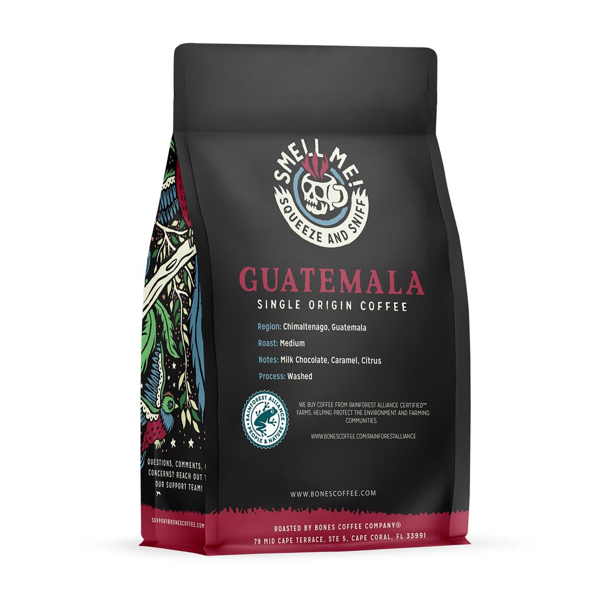 Bones Coffee Company Ethiopia Single-Origin, Citrus, Floral and Berries Notes, Whole Coffee Beans, Low Acid Medium Roast Arabica Beans Flavored Coffee, 12 oz Whole Bean