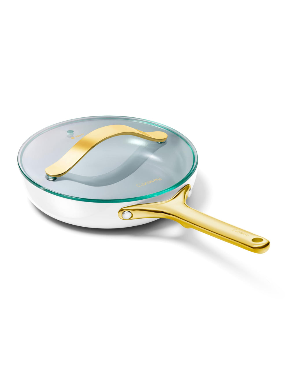 Caraway Nonstick Ceramic Frying Pan With Glass Lid (2.7 qt, 10.5") - Non Toxic, PTFE & PFOA Free - Oven Safe & Compatible with All Stovetops (Gas, Electric & Induction) - Cream