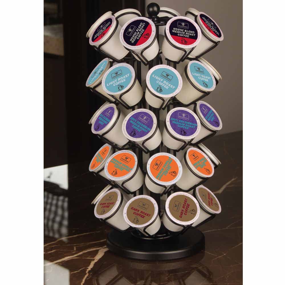 K Cup Holders,K Cup Holder, K Cups Holder,K Cup Carousel, Coffee Pods Holder Storage Organizer Stand,No Assembly Required,Black (Capacity of 40 Pods, Black)