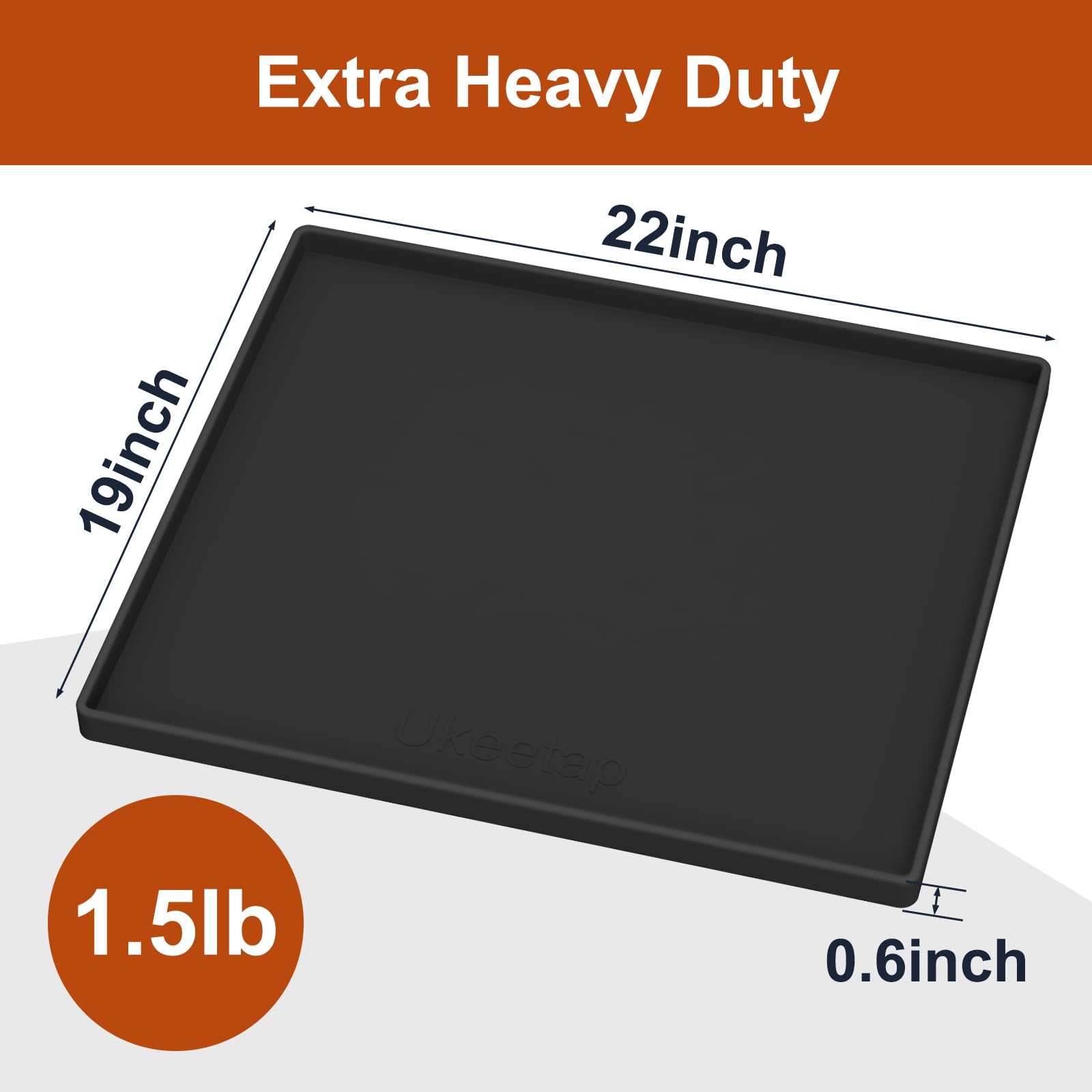 Extra Thick Silicone Mat Waterproof with Raised Edge 34" x 22", Under Sink Mat for Kitchen & Bathroom, Kitchen Cabinet Liner, Multi-Purpose for Storage & Protection, Gray