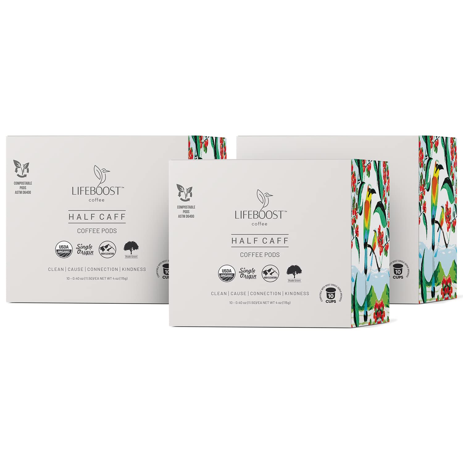 Lifeboost Medium Roast Low Acid Coffee K Cups - Single Origin Mold Free Non-GMO Organic Coffee Pods - Compatible with Keurig & Keurig 2 Machines - 10 Count