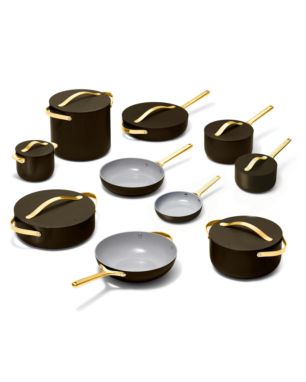 Caraway Non-stick Ceramic Cookware Set (12 Piece) Pots, Pans, Lids and Kitchen Storage - PFAS & PFOA Free - Oven Safe Pan Set & Compatible with All Stovetops - Cream