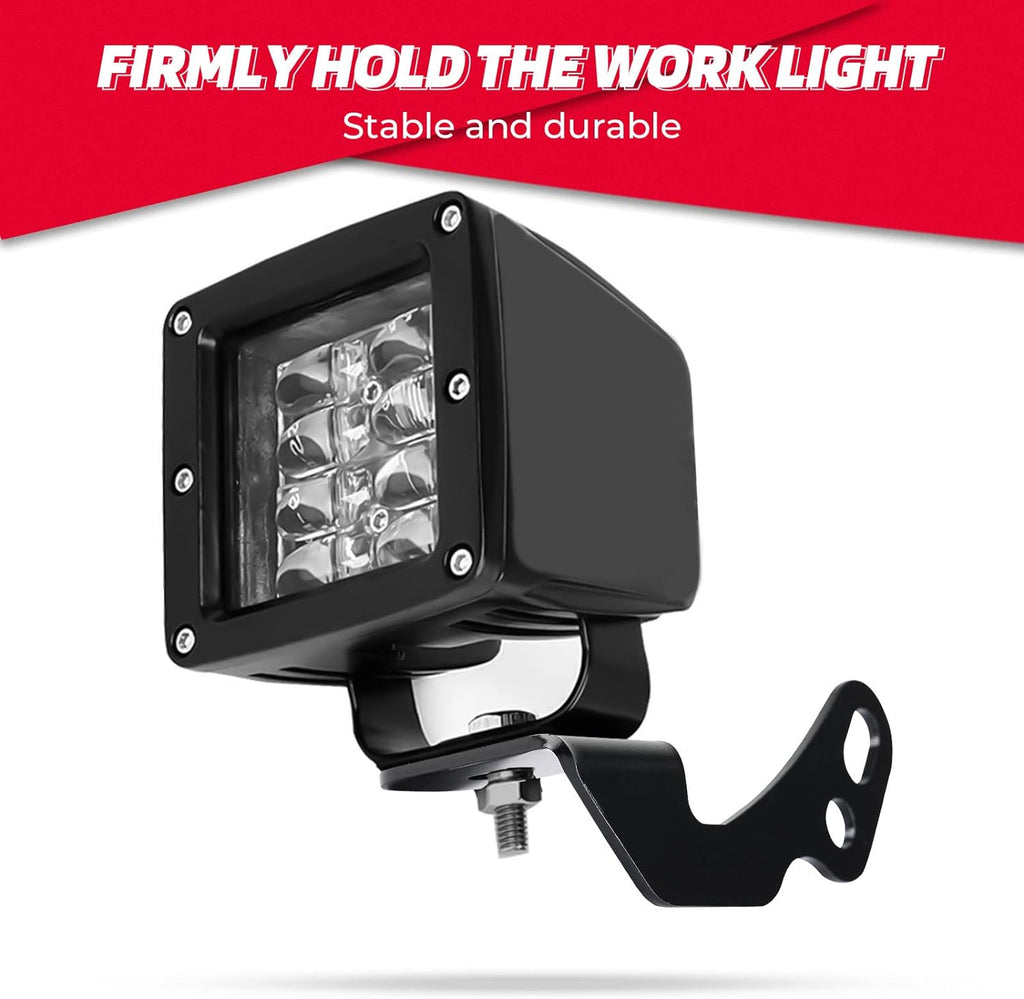 KEMIMOTO UTV Pod Light Brackets LED A-Pillar Light Mount Compatible with Polaris RZR XP 1000 / 900 / 800, Heavy-Duty Stainless Steel LED Cube Brackets, Rust-Proof Side Mounting 2-Pack