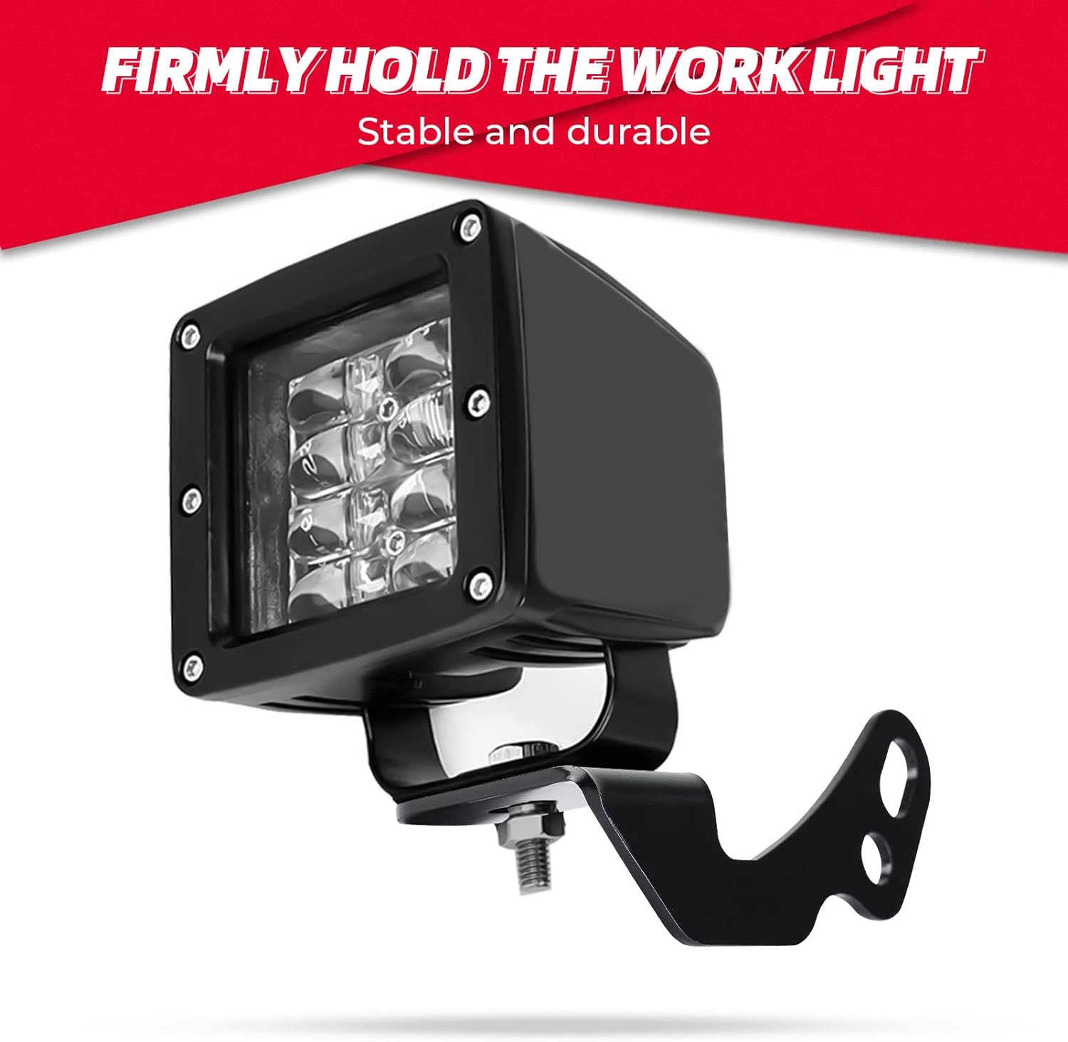 KEMIMOTO UTV Pod Light Brackets LED A-Pillar Light Mount Compatible with Polaris RZR XP 1000 / 900 / 800, Heavy-Duty Stainless Steel LED Cube Brackets, Rust-Proof Side Mounting 2-Pack