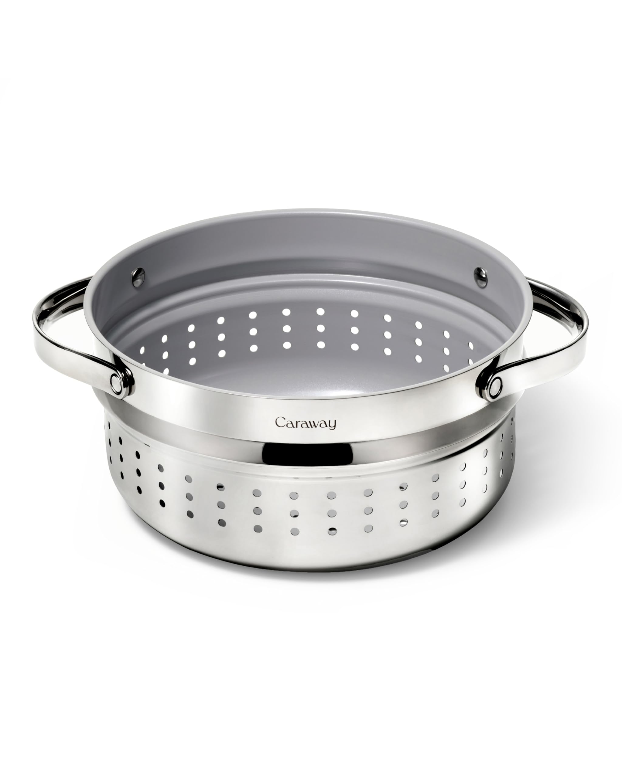 Caraway Steamer - Stainless Steel Steamer with Handles - Non Stick, Non Toxic Coating - Steam Veggies, Seafood, and More - Compatible With Our Dutch Oven or Sauce Pan - Small