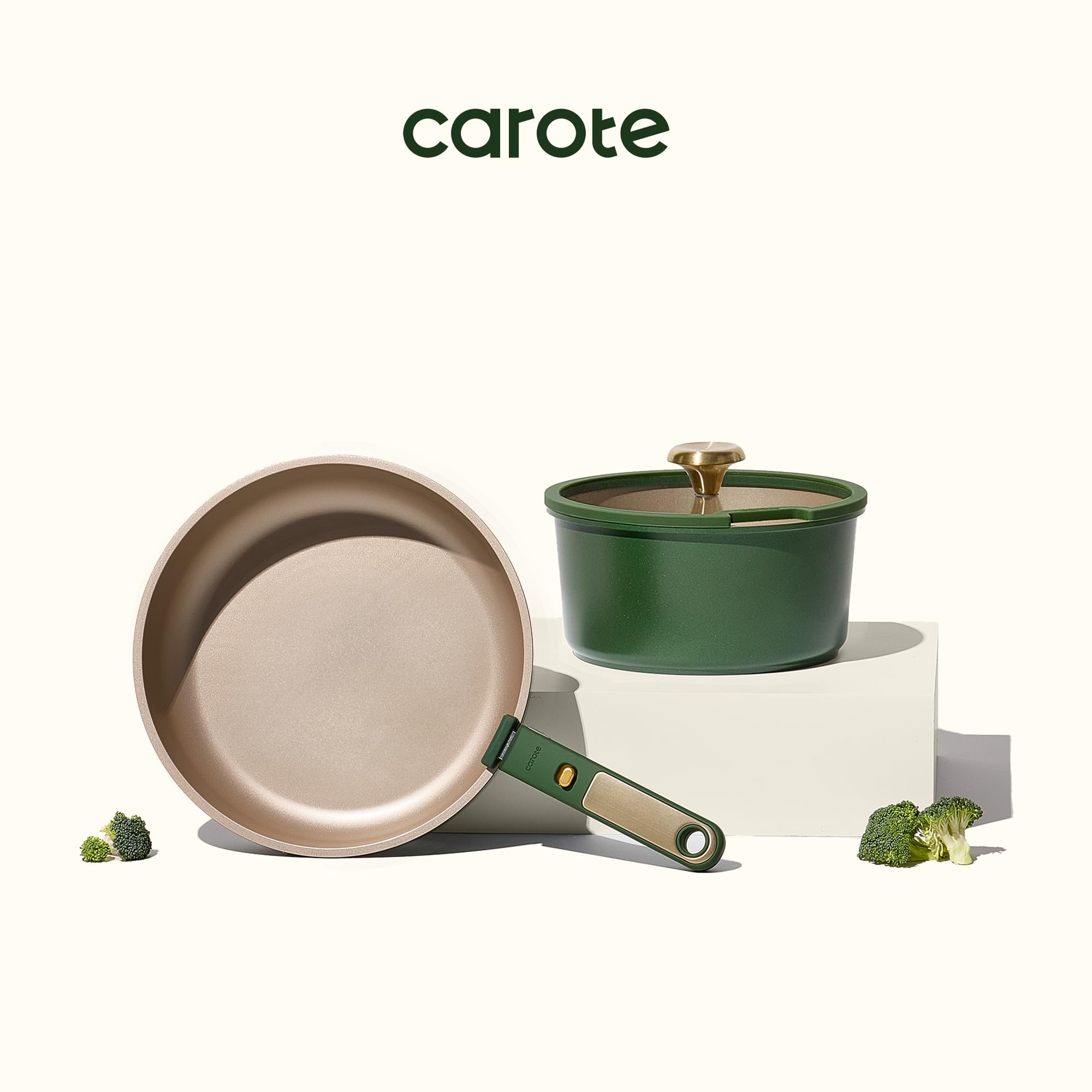 CAROTE Blue&Gold Ceramic Cookware Set Non Toxic, PFAS Free,15Pcs Pots and Pans Set Non Stick Detachable/Removable Handle,Kitchen Cooking Set Dishwasher Safe, Nonstick Pot and Pan, Induction Cookware
