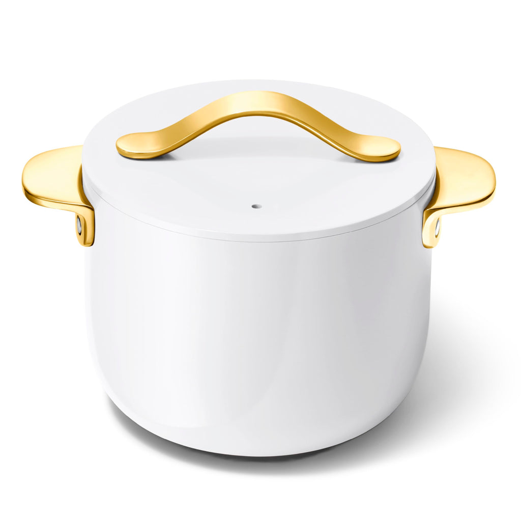 Caraway Petite Cooker - 2 Qt Ceramic Coated Pot - Free From Forever Chemicals - Perfect for Rice, Grains, or Sauces - Cream