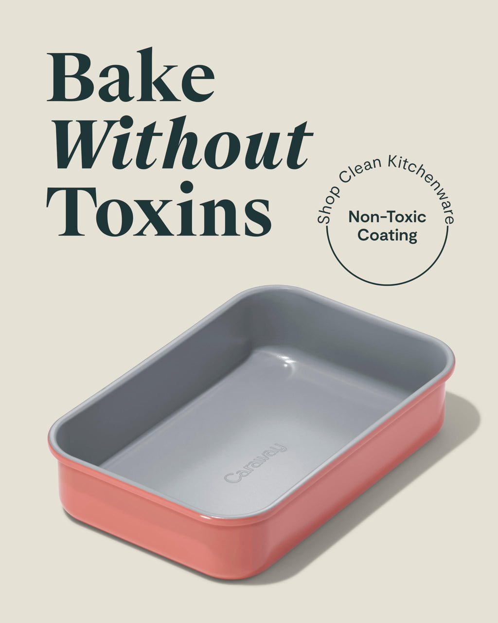 Caraway Non-Stick Ceramic 9”x13” Rectangle Pan - Naturally Slick Ceramic Coating - Non-Toxic, PTFE & PFOA Free - Perfect for Brownies, Lasagnas, and More - Cream