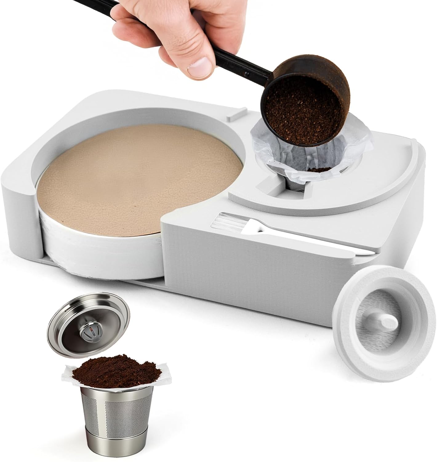 K1 Coffee Pod Maker with Reusable Coffee Pods, including 300pcs filter paper Compatible with Keurig 2.0 and 1.0 Coffee Makers machine,single serve pod coffee maker
