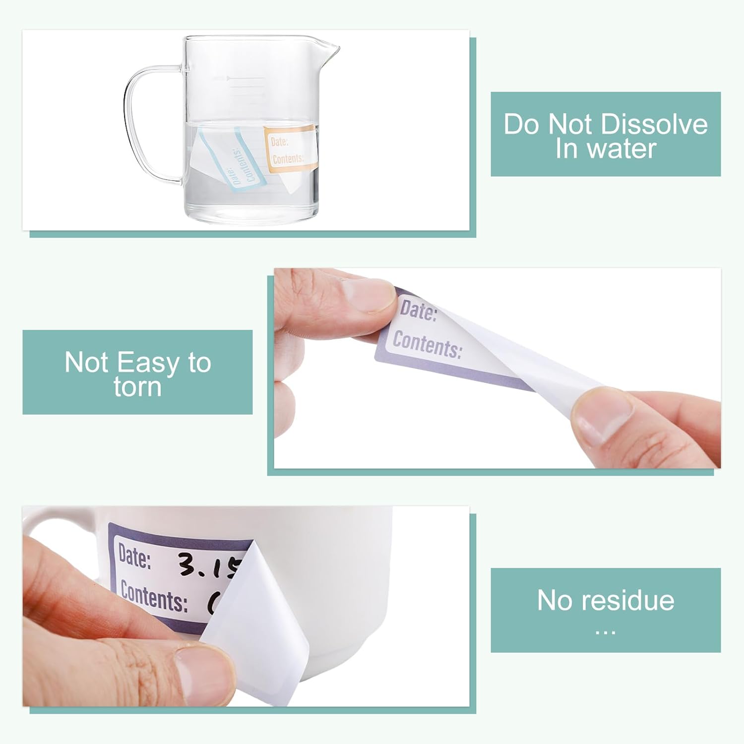 1000Pcs Removable Food Labels,1 x 3 Inch Colored Freezer Labels Date Stickers Waterproof Oil Food Storage Stickers Easy Clean No Residue (Colorful)