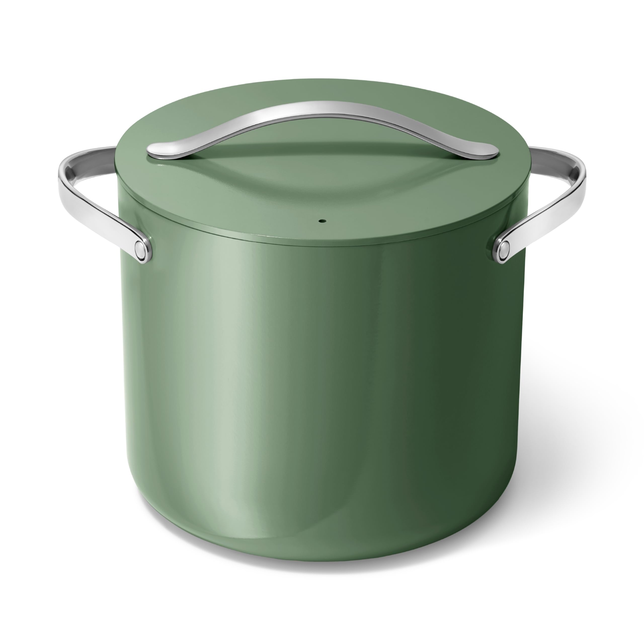 Caraway Stock Pot - 12 Qt Ceramic Coated With Lid - Free From Forever Chemicals - Large for Bigger Batches - Cream
